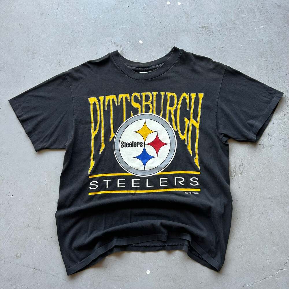 Vintage 90s Pittsburgh Steelers Big Logo Single Stitch Graphic T-Shirt